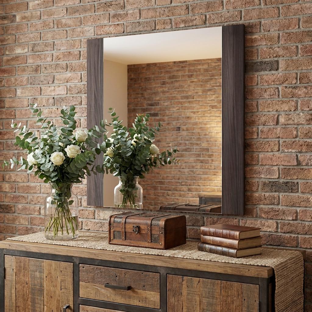41" Gray Framed Mounted Accent Mirror - Bed & Bath