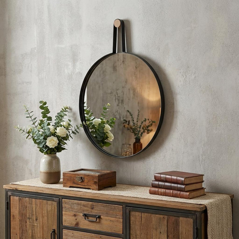 26" Black Wood Mirror - Bed & Bath