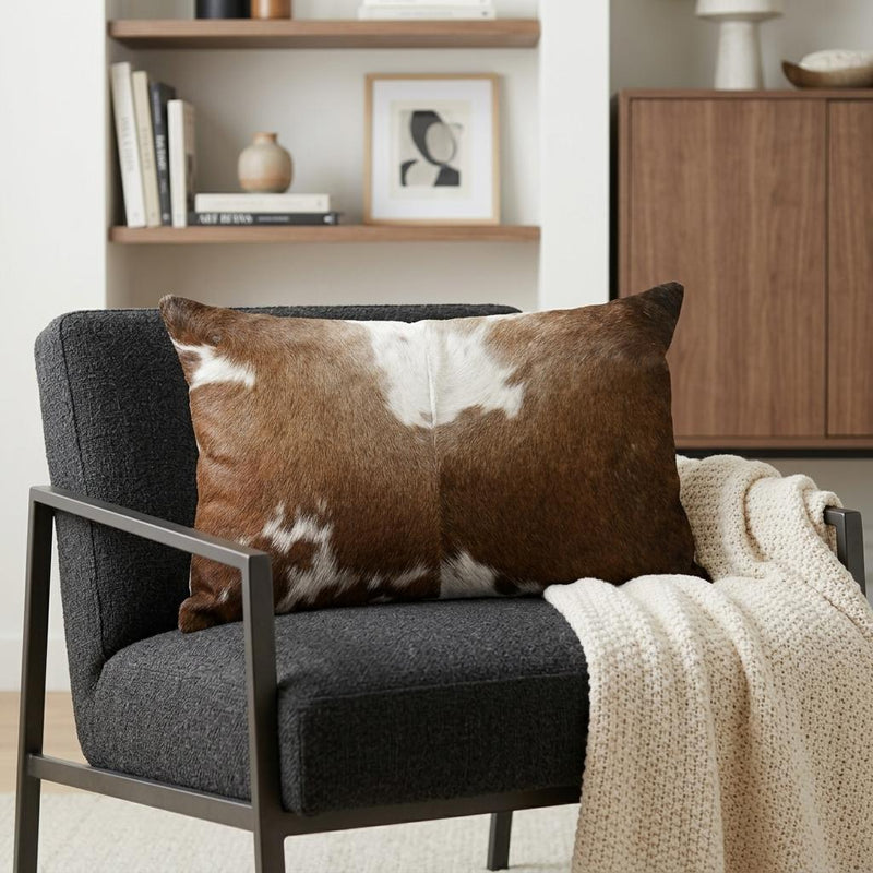 12" X 20" Chocolate Cowhide Throw Pillow - Home Decor