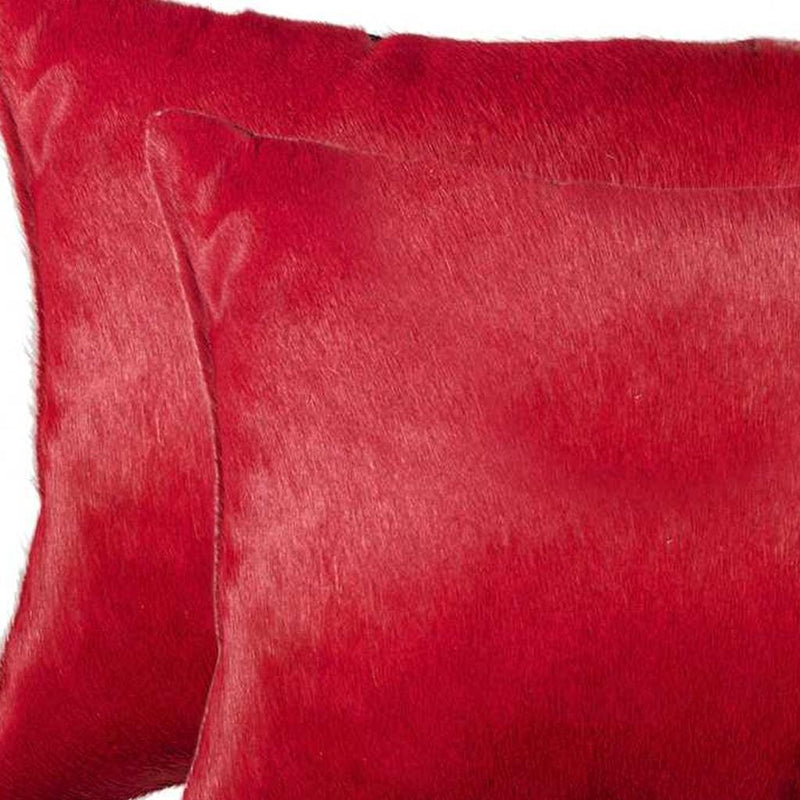 12" X 20" X 5" Wine Cowhide  Pillow 2 Pack - Home Decor