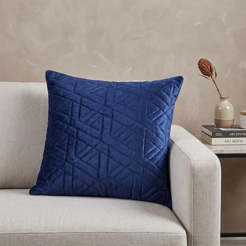20" Blue Cotton Blend Throw Pillow - Home Decor