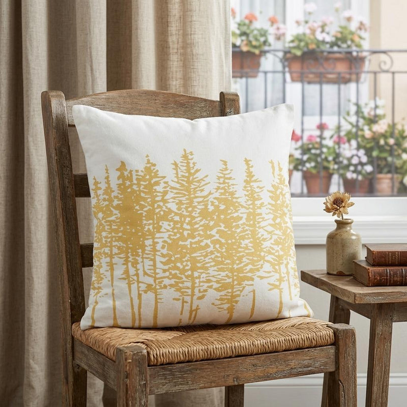 18" Yellow and Ivory Cotton Throw Pillow - Home Decor