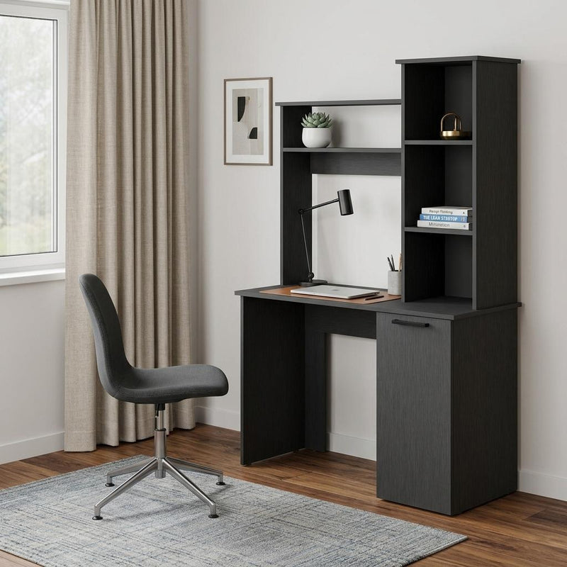 39" Black Computer Desk With Hutch - Office