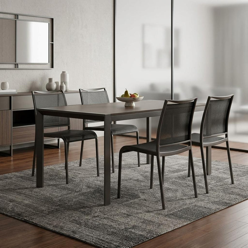 Set of Four Gray Aluminum Dining Side Chairs - Kitchen & Dining