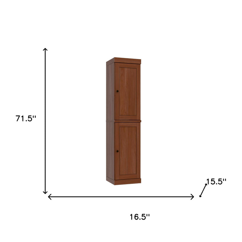 Two-door solid wood pantry cabinet, 71.5 in tall, 16.5 in wide, 15.5 in deep