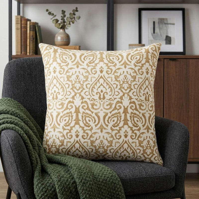22" Gold And White Cotton Throw Pillow - Home Decor