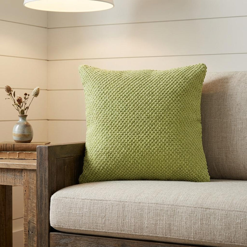 20" Green Cotton Throw Pillow - Home Decor