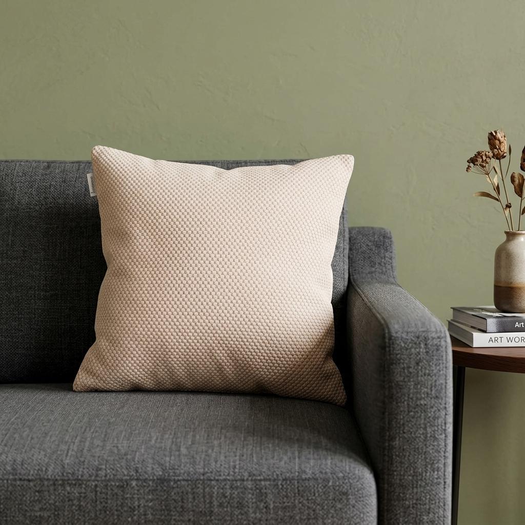 20" X 7" X 20" Beautiful Transitional Tan Pillow Cover With Poly Insert - Home & Garden
