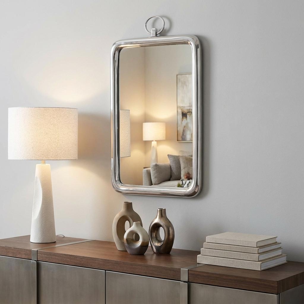 18" Silver Aluminum Framed Accent Mirror - Bed & Bath