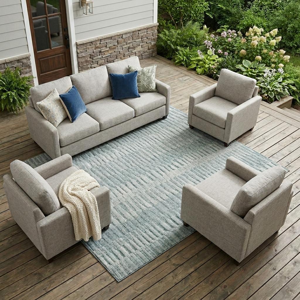 8' X 10' Aqua And Teal Blue Striped Washable Indoor Outdoor Area Rug - Outdoor | blocked-out-of-stock, Outdoor, sync-blocked