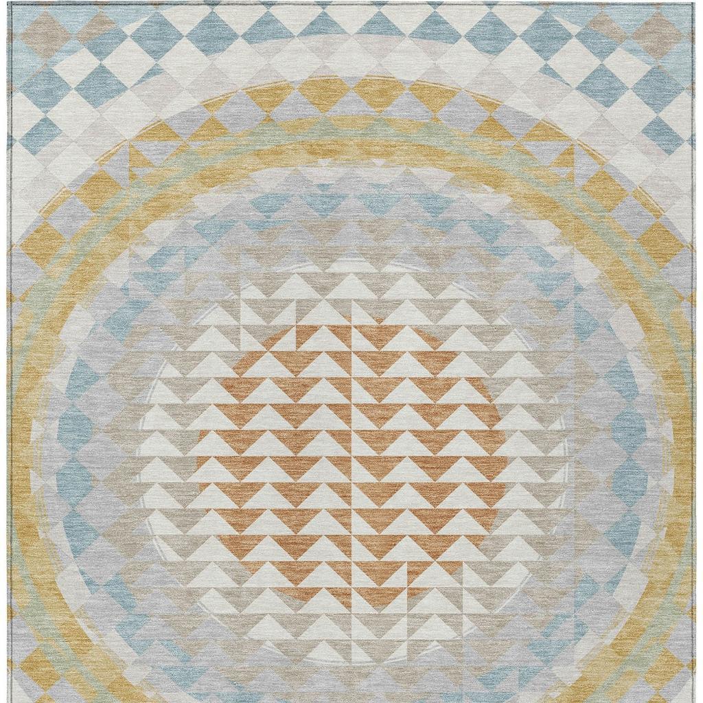 10' X 14' Ivory And Plum Geometric Washable Indoor Outdoor Area Rug - Sports & Outdoor