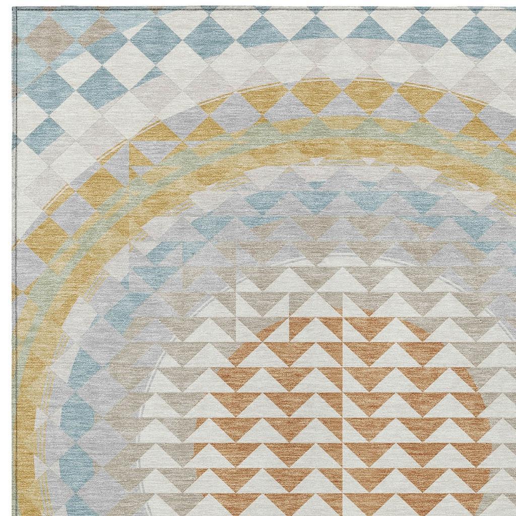 10' X 14' Ivory And Plum Geometric Washable Indoor Outdoor Area Rug - Sports & Outdoor