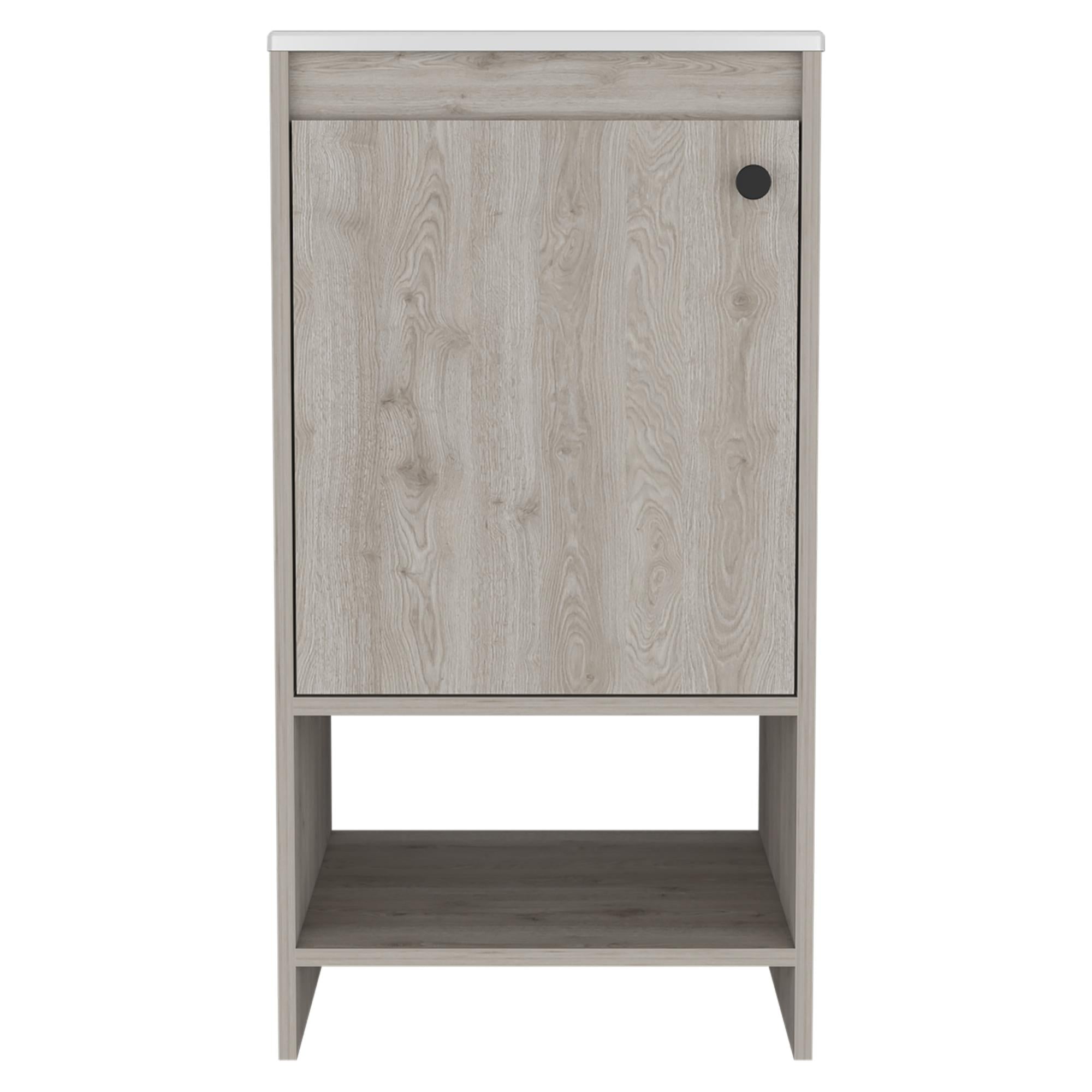 18" Light Gray Wood Freestanding Single Door Bathroom Vanity With White Sink - Bed & Bath