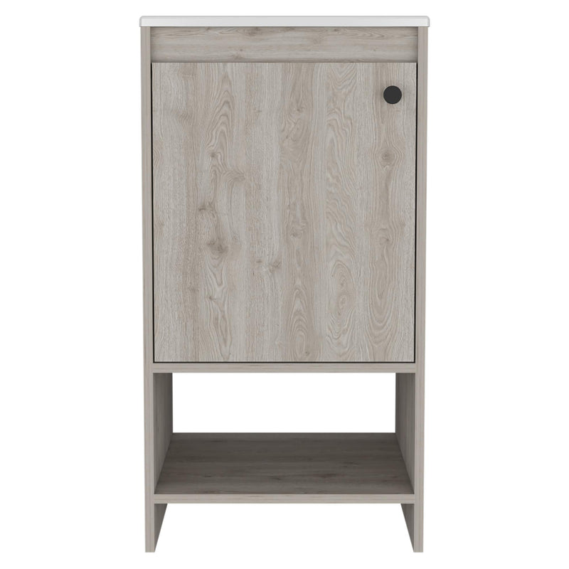 18" Light Gray Wood Freestanding Single Door Bathroom Vanity With White Sink - Bed & Bath