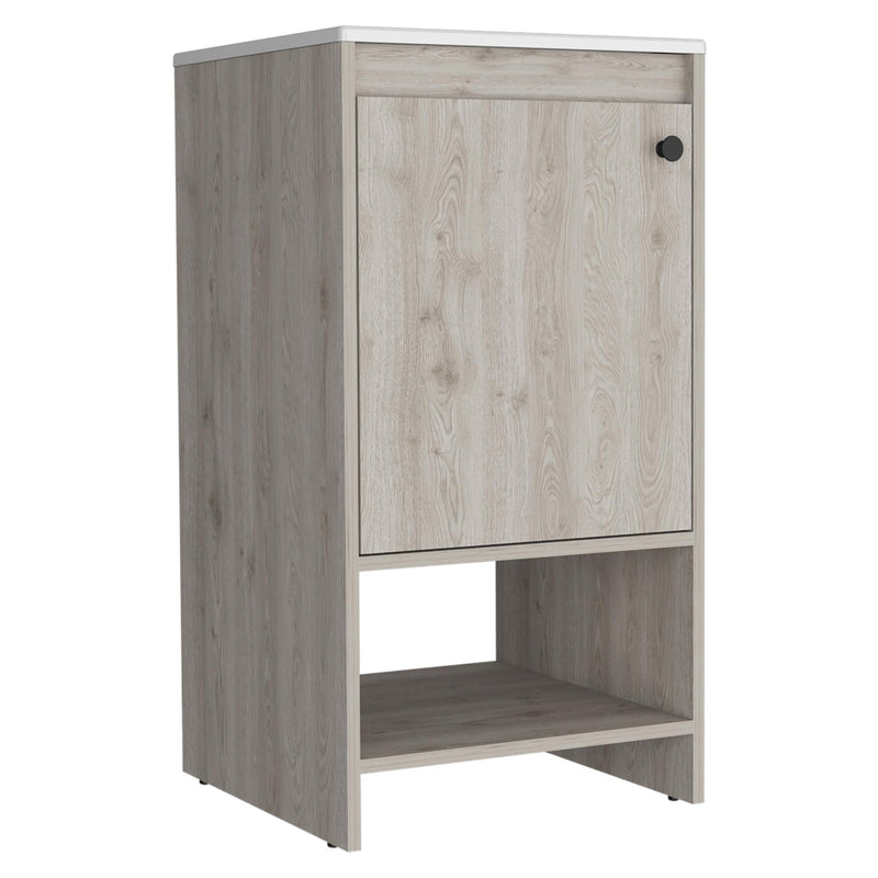 18" Light Gray Wood Freestanding Single Door Bathroom Vanity With White Sink - Bed & Bath