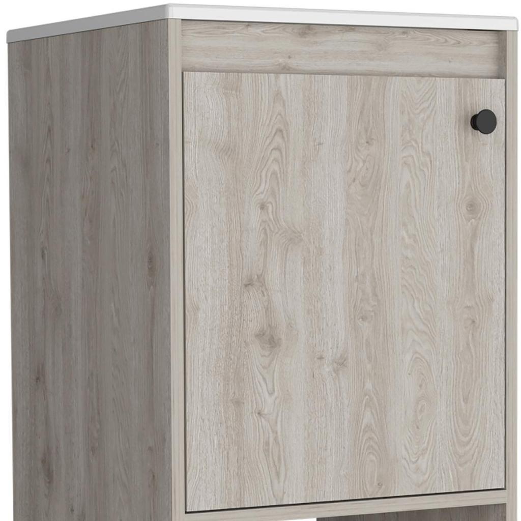 18" Light Gray Wood Freestanding Single Door Bathroom Vanity With White Sink - Bed & Bath