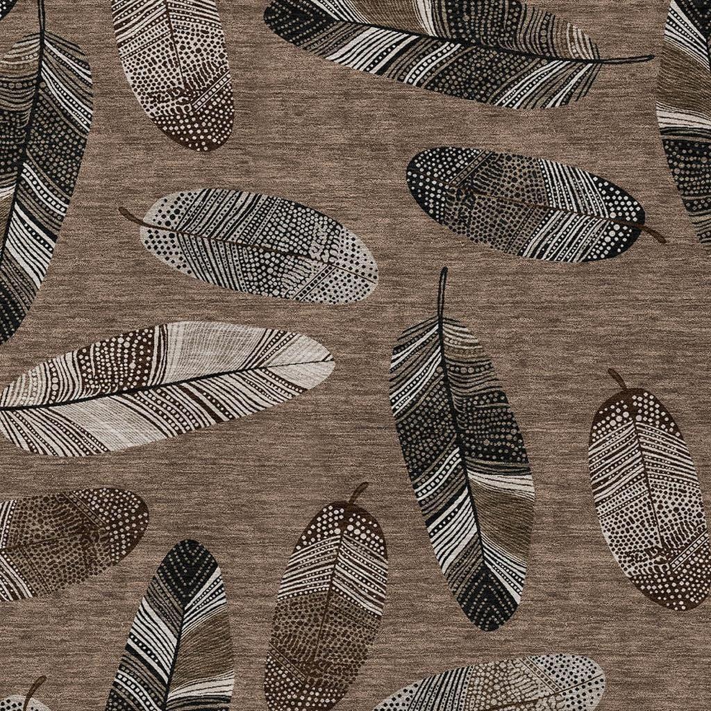 10' X 14' Brown And Ivory Botanical Leaves Washable Indoor Outdoor Area Rug - Sports & Outdoor