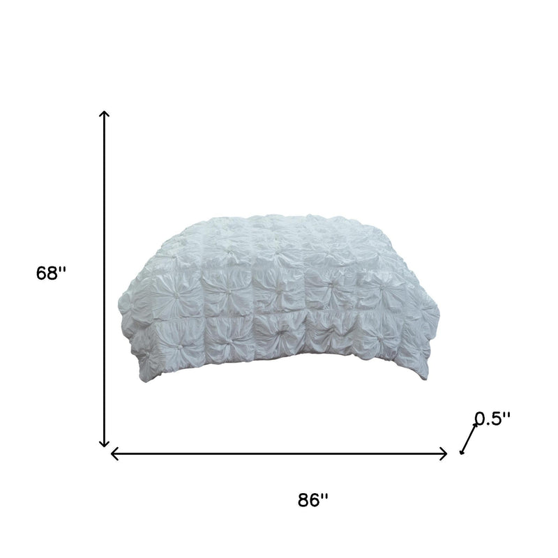 86" X 68" White Geometric Cotton Quilt - Bed & Bath