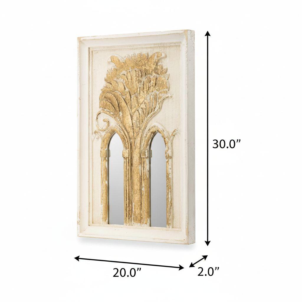 Set of Two 30" White and Gold Wood Framed Accent Mirrors - Bed & Bath