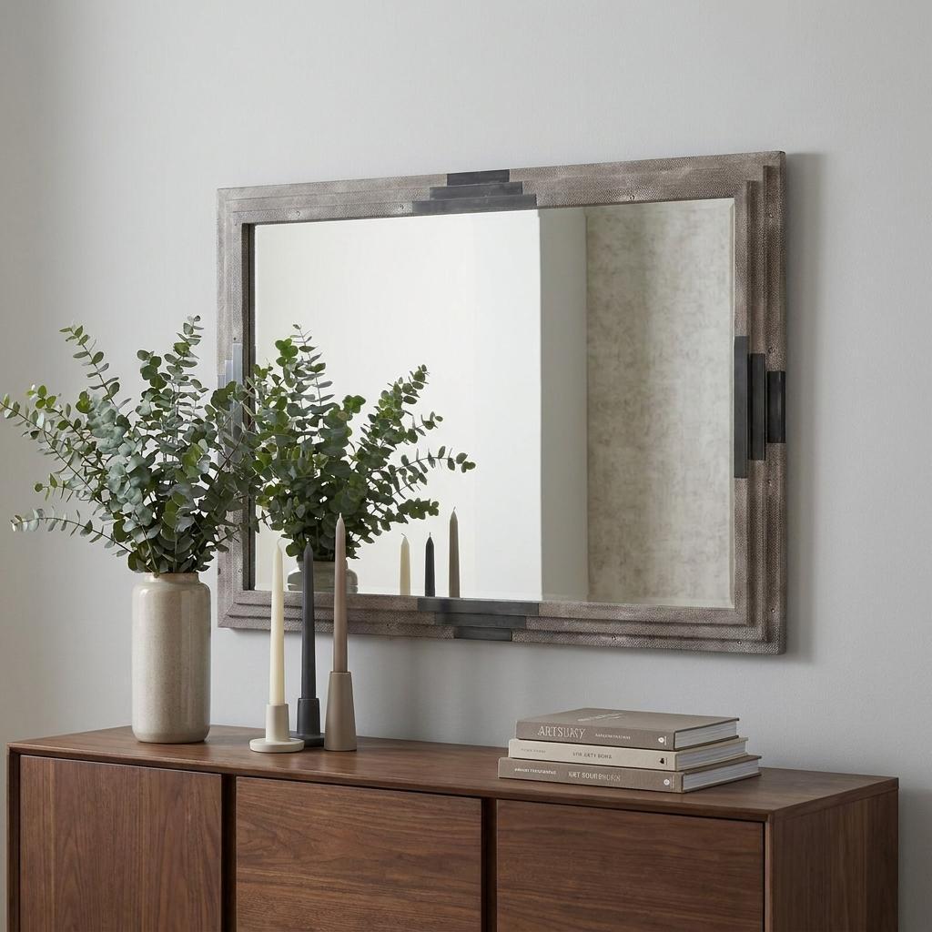 28" Gray Framed Accent Mirror - Bed & Bath
