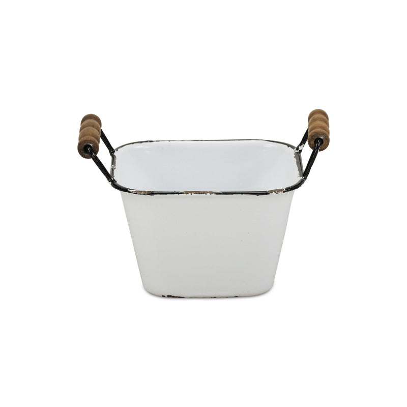 6" White Stackable Metal Bucket - Office