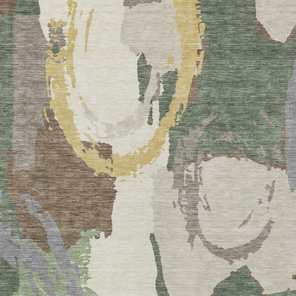 10' X 14' Green And Denim Blue Abstract Washable Indoor Outdoor Area Rug - Sports & Outdoor