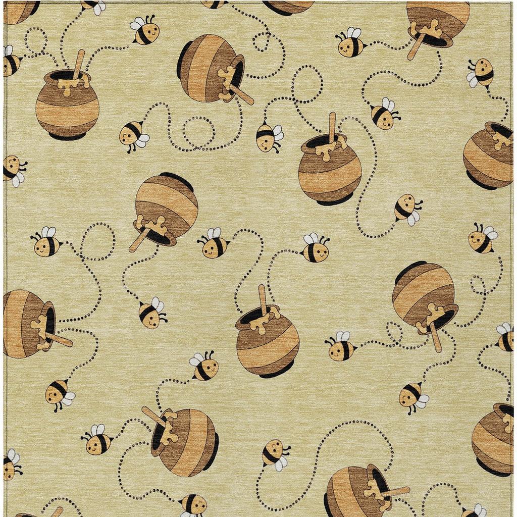 5' X 8' Wheat And Ivory Geometric Washable Indoor Outdoor Area Rug - Sports & Outdoor