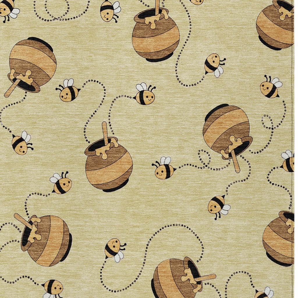 5' X 8' Wheat And Ivory Geometric Washable Indoor Outdoor Area Rug - Sports & Outdoor