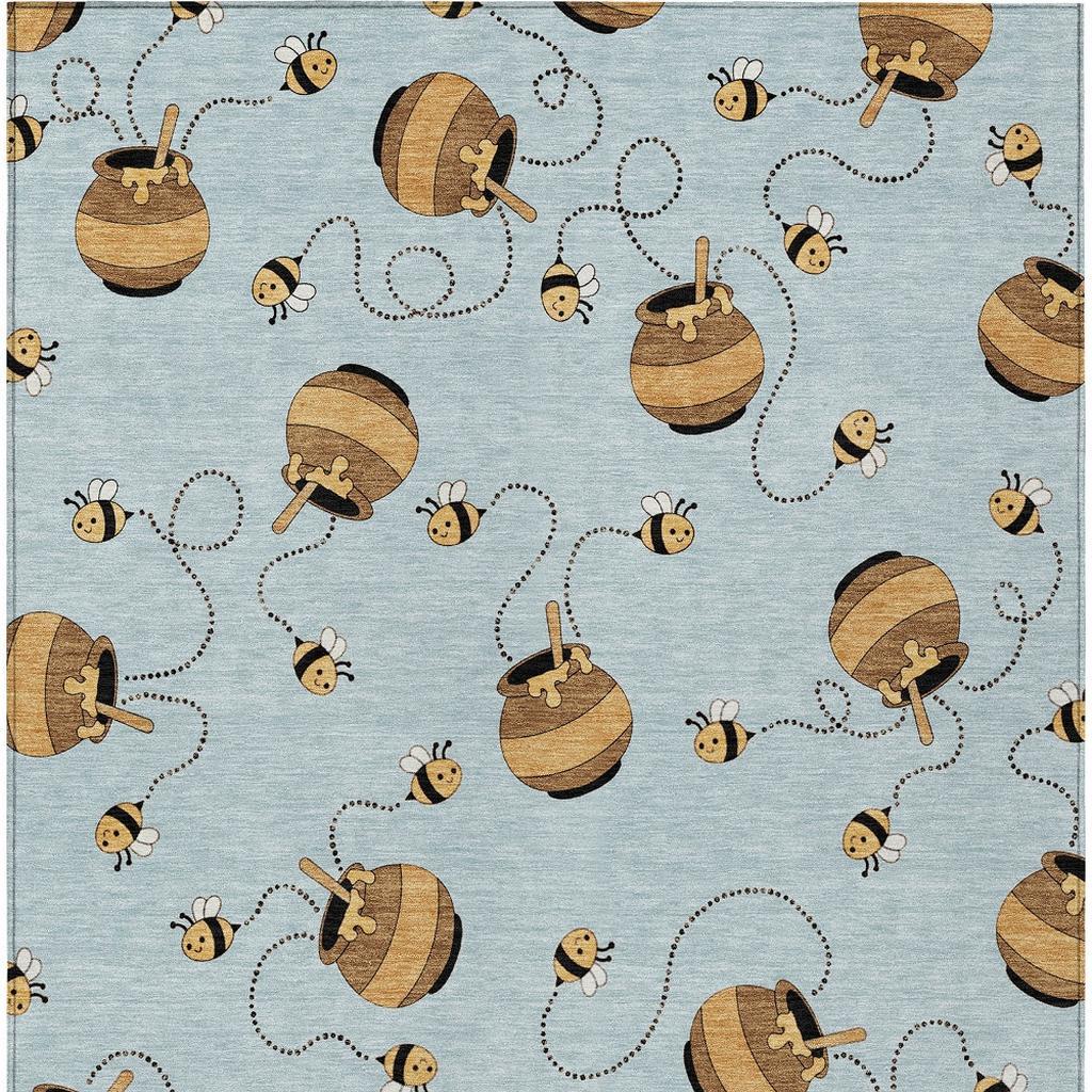 10' X 14' Sky Blue And Beige Geometric Washable Indoor Outdoor Area Rug - Sports & Outdoor