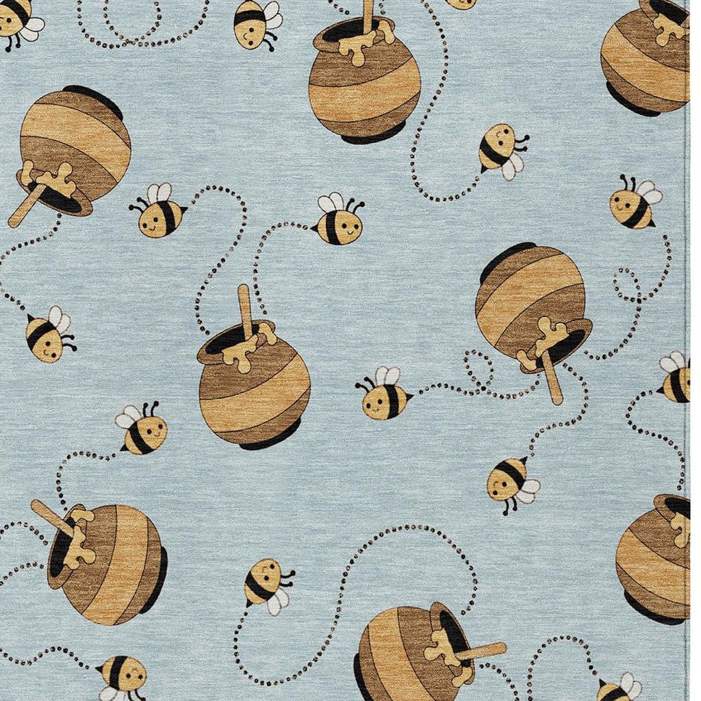 10' X 14' Sky Blue And Beige Geometric Washable Indoor Outdoor Area Rug - Sports & Outdoor