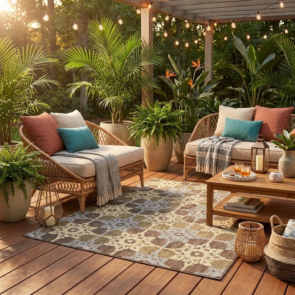 8' Brown And Pewter Round Floral Medallion Washable Indoor Outdoor Area Rug - Sports & Outdoor