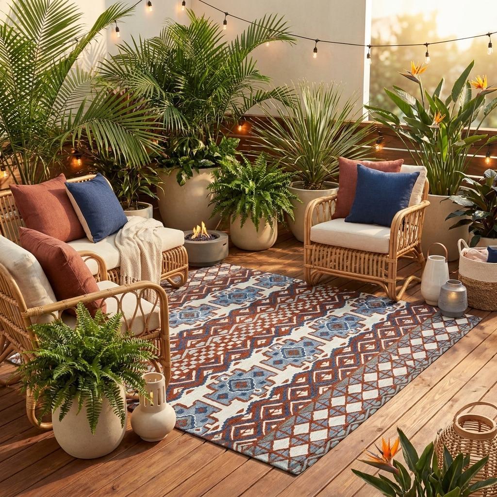 8' Red And Ivory Round Striped Washable Indoor Outdoor Area Rug - Sports & Outdoor