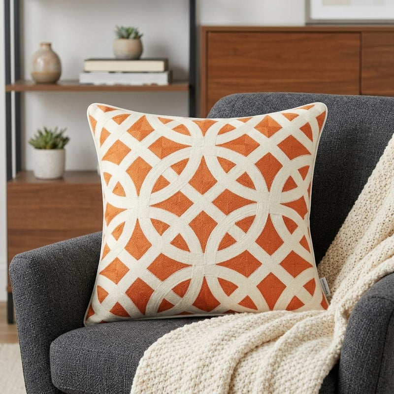 20" X 7" X 20" Transitional Orange Pillow Cover With Poly Insert - Home Decor