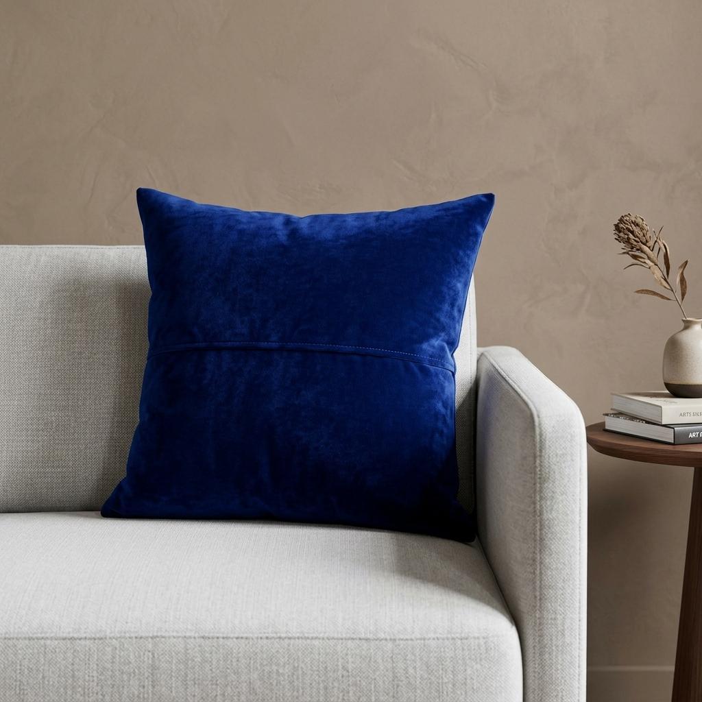 22" Royal Blue Cotton Blend Throw Pillow - Home & Garden
