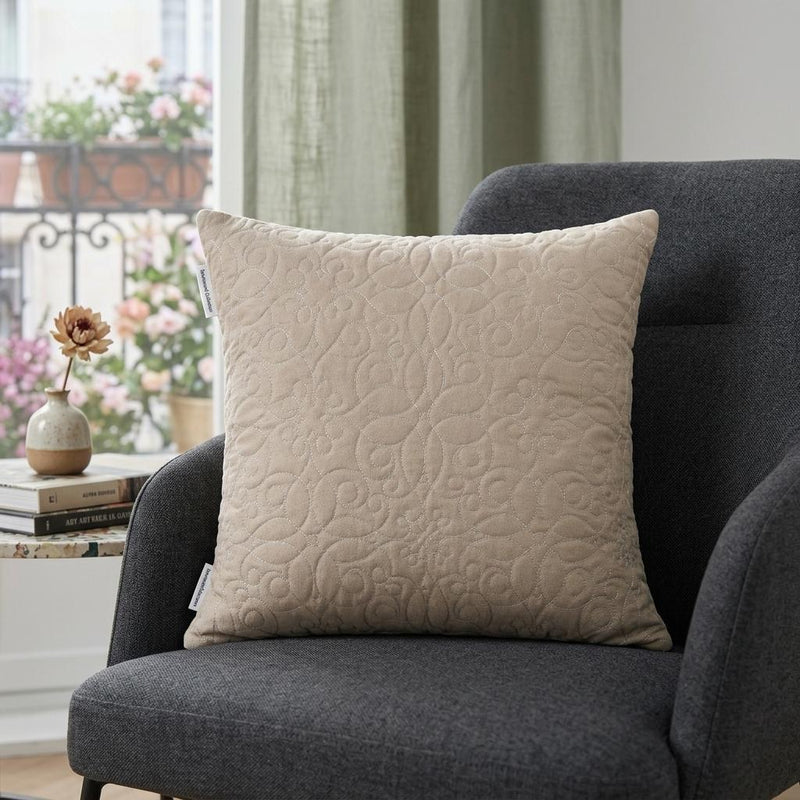 20" Tan Swirl Cotton Throw Pillow - Home Decor