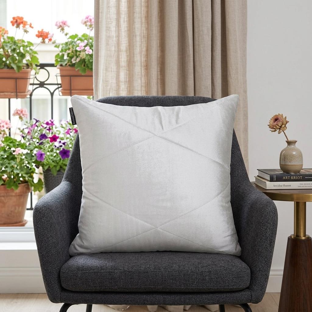 20" White Cotton Blend Throw Pillow - Home & Garden