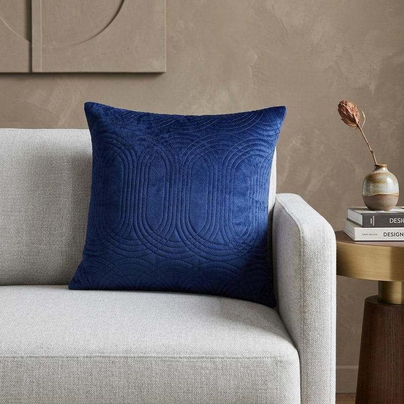 20" Blue Cotton Blend Throw Pillow - Home Decor