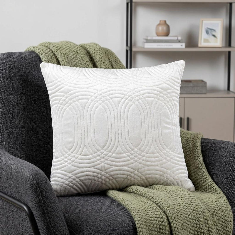 20" White Cotton Blend Throw Pillow - Home Decor