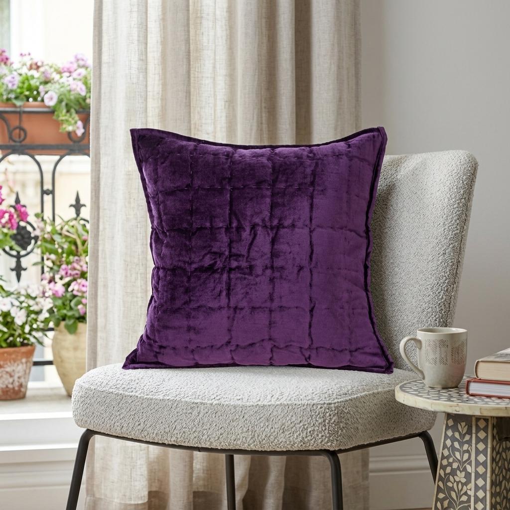 20" X 20" Purple Cotton Blend Zippered Pillow - Home & Garden