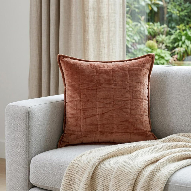 20" X 7" X 20" Transitional Orange Solid Quilted Pillow Cover With Poly Insert - Home Decor