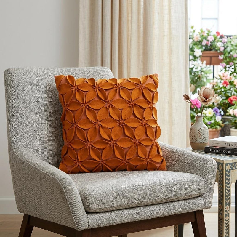 18" Orange Cotton Throw Pillow - Home Decor