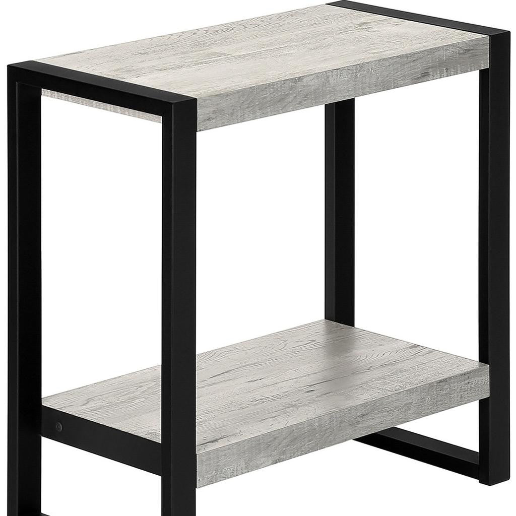 24" Black And Gray End Table With Shelf - Living Room