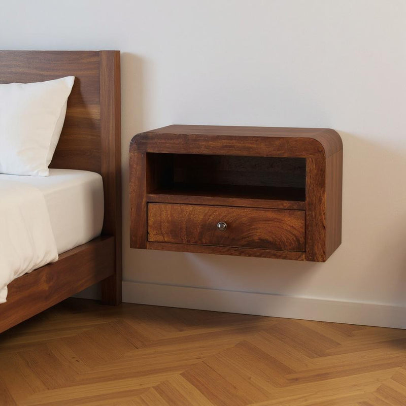 18" Chestnut Solid Wood One Drawer Floating Nightstand