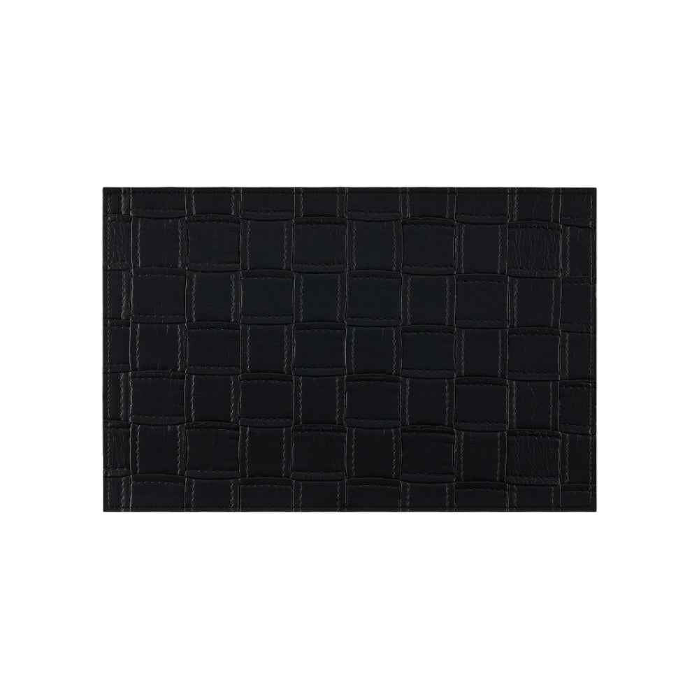 18" Set of Four Black Basketweave Faux Leather Placemats