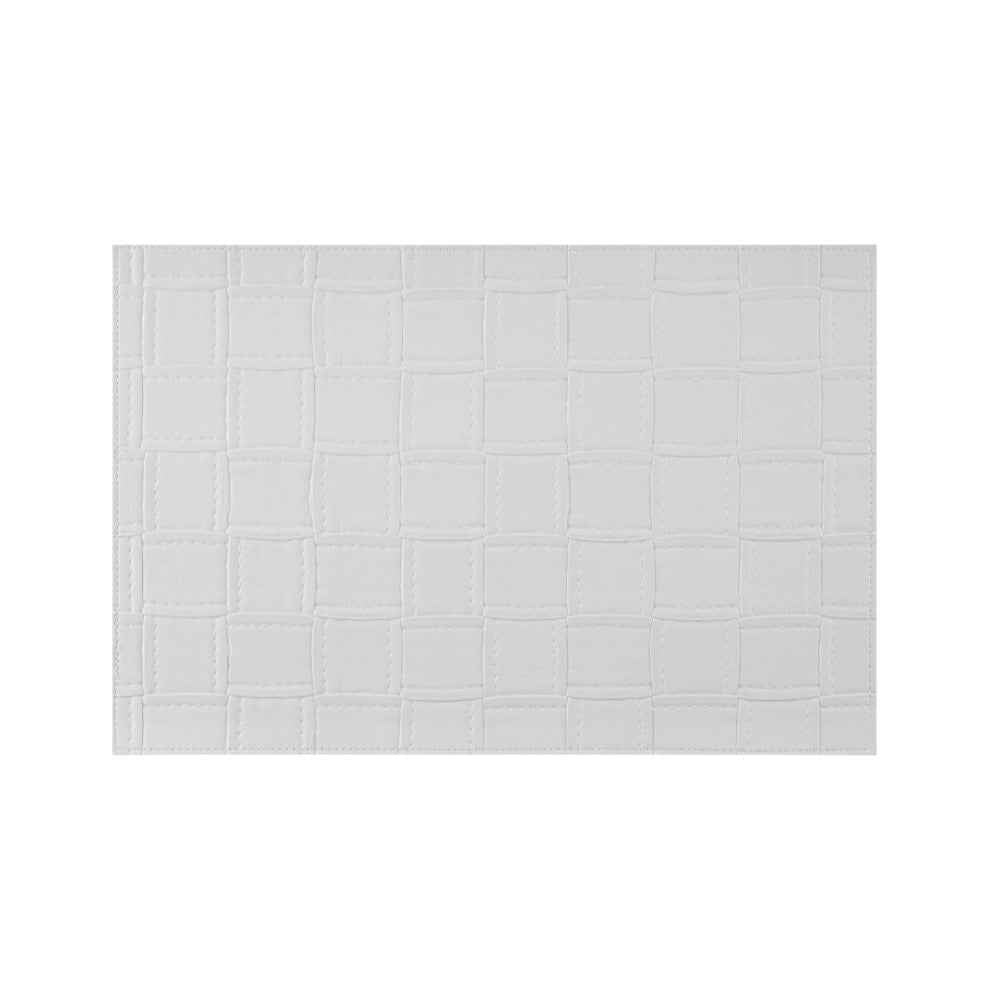 18" Set of Four White Basketweave Faux Leather Placemats