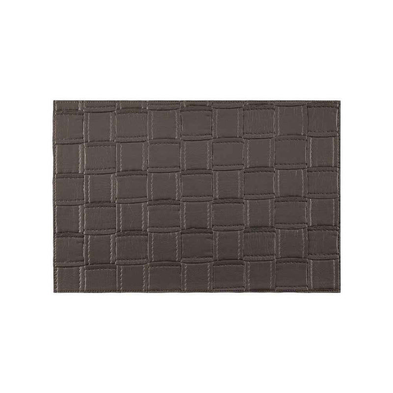 18" Set of Four Espresso Basketweave Faux Leather Placemats