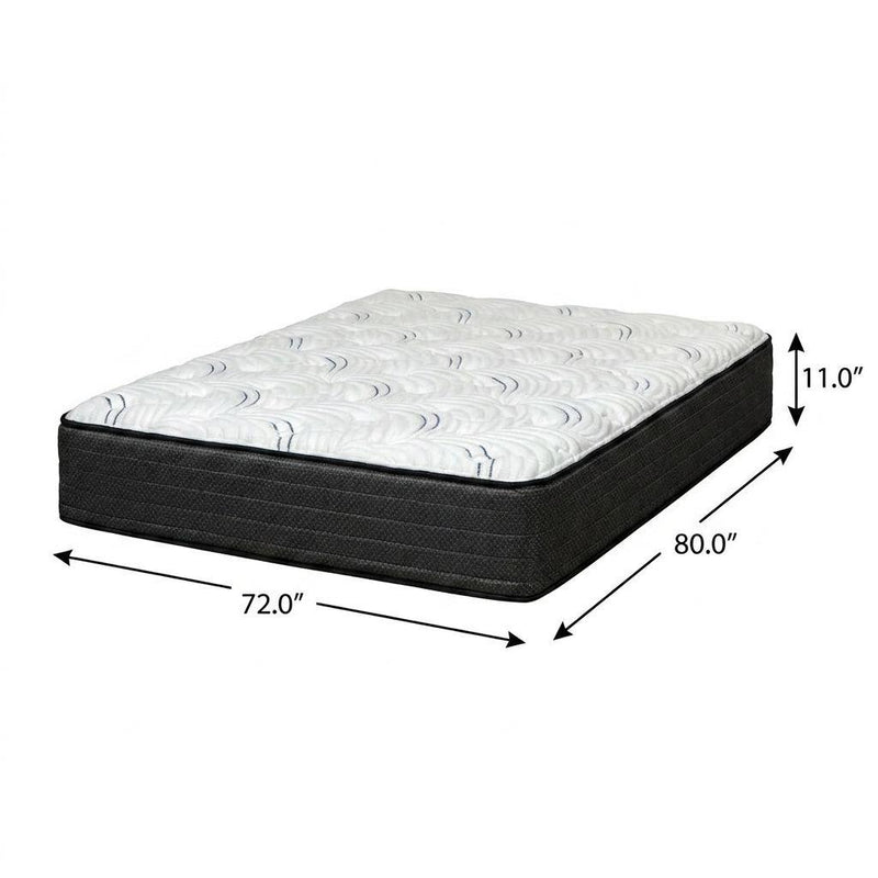 11" RV king hybrid mattress with white quilted top and dark base, 72x80" size