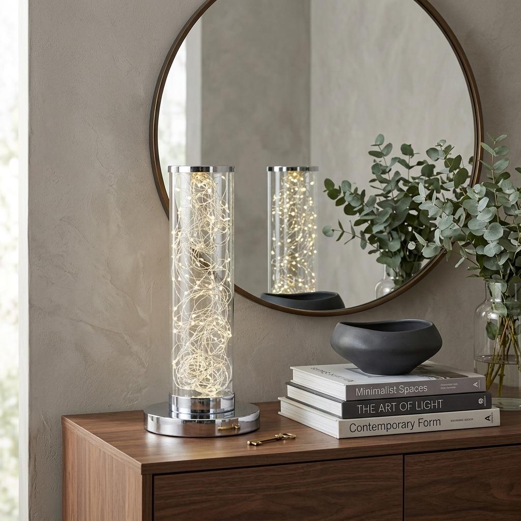 13" Silver Metal Column LED Table Lamp - Lighting
