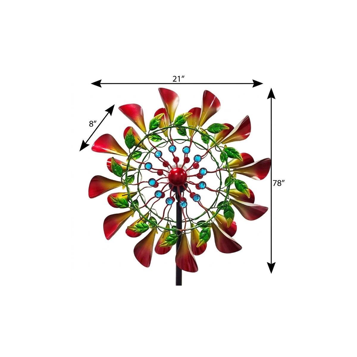 78" Red Green And Yellow Metal Windmill - Sports & Outdoor