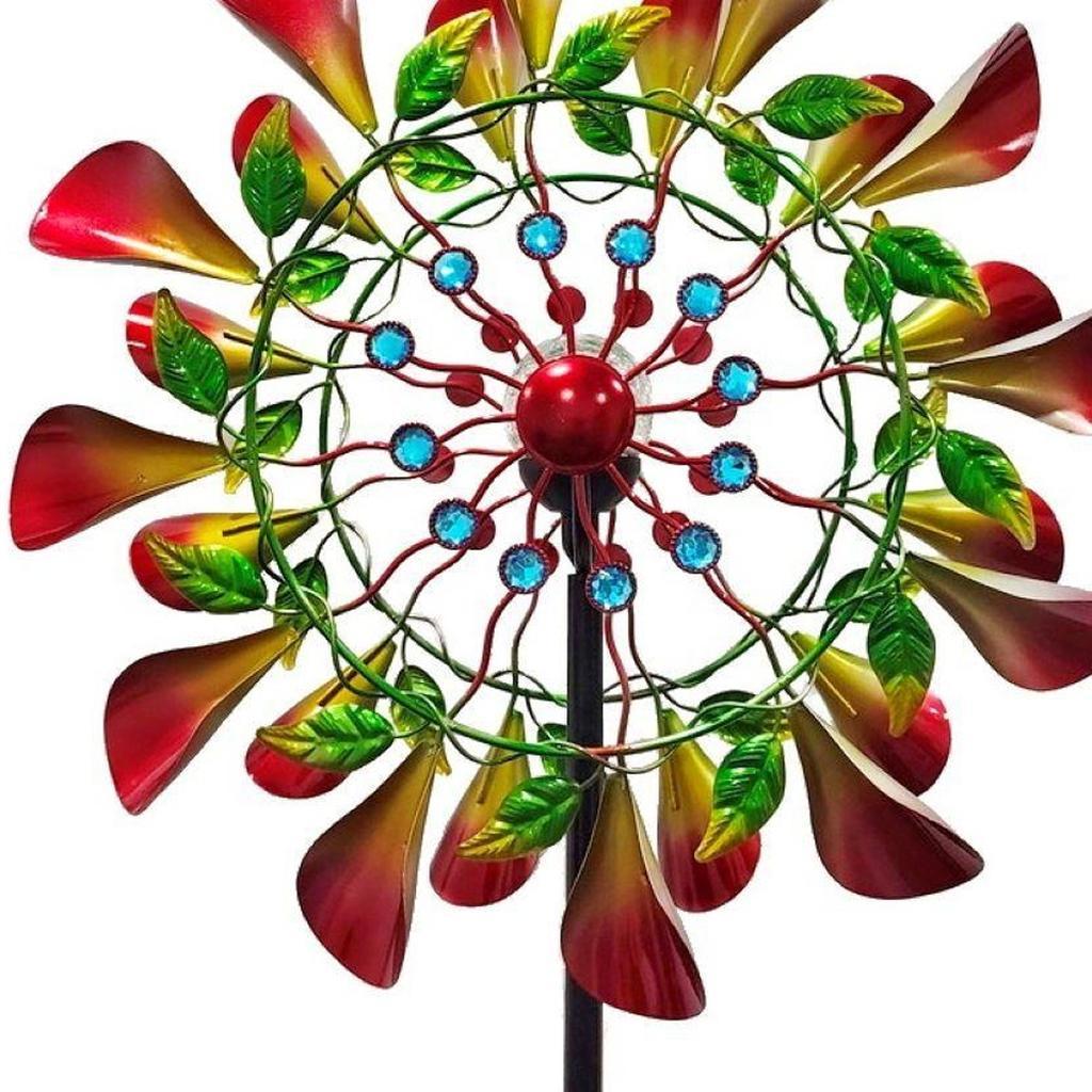 78" Red Green And Yellow Metal Windmill - Sports & Outdoor